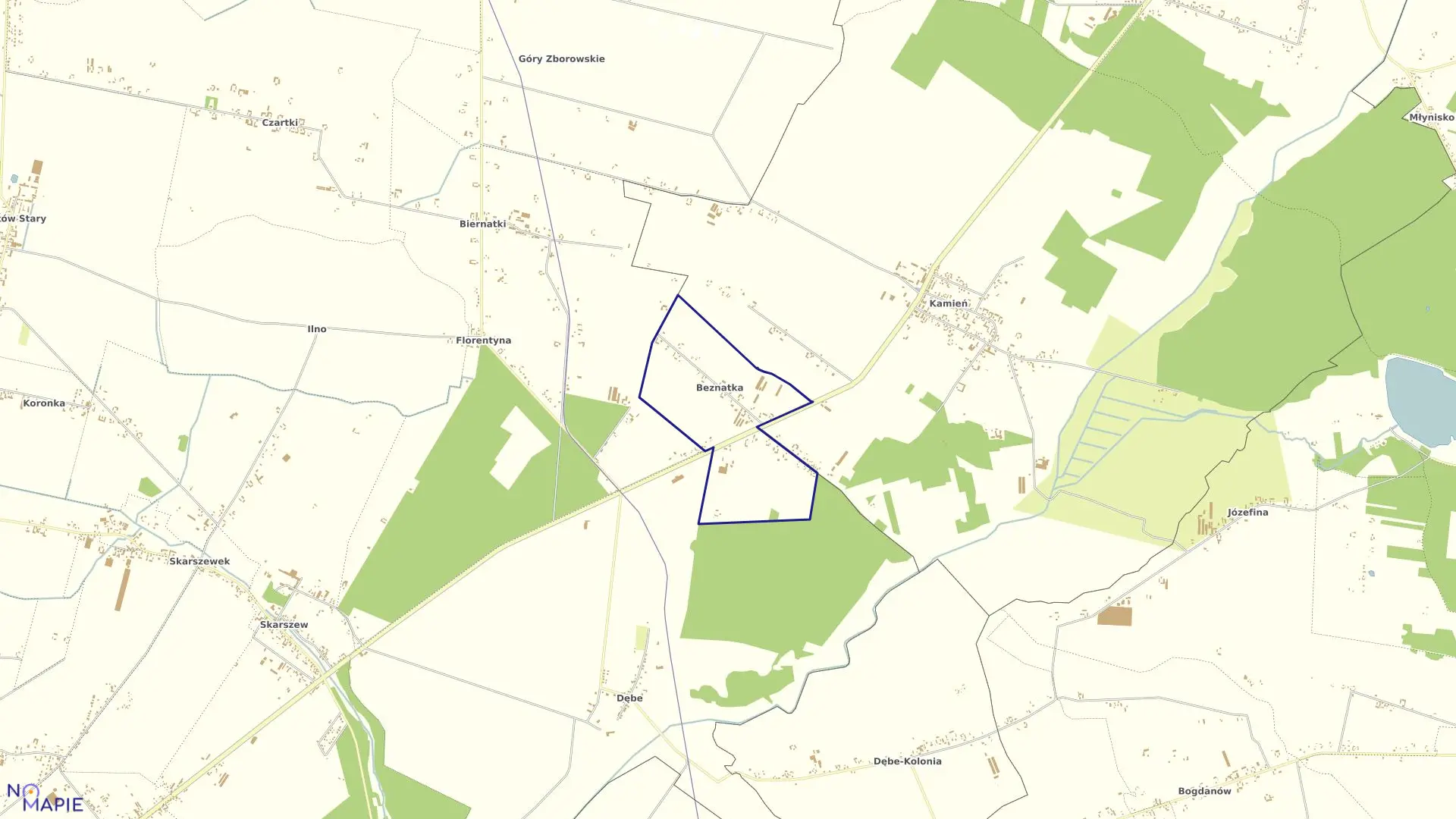 Mapa obrębu BEZNATKA w gminie Ceków-Kolonia