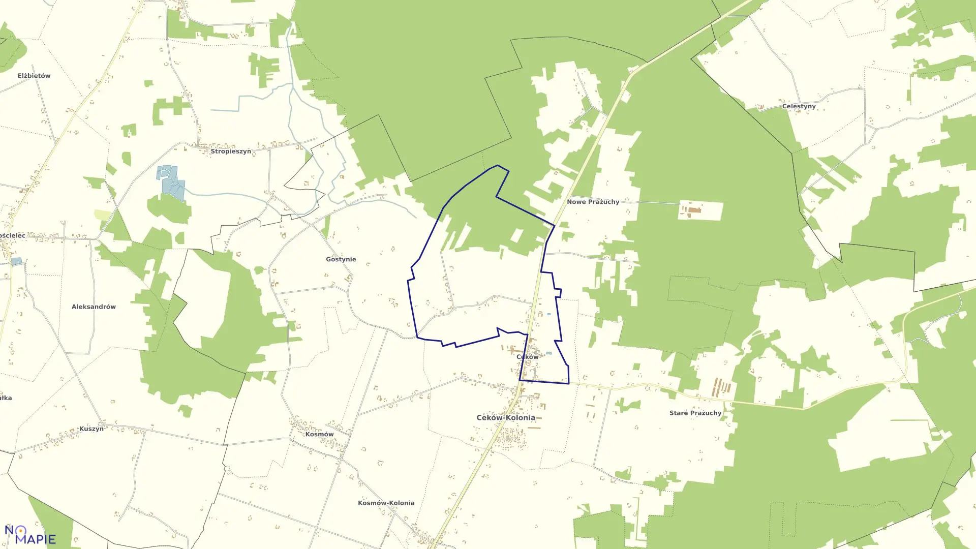 Mapa obrębu CEKÓW w gminie Ceków-Kolonia